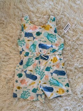 Old Navy White and Teal Kids Romper